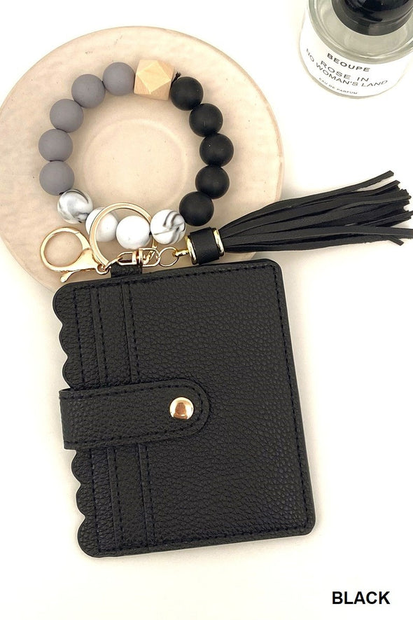 Beaded Bracelet Keychain Card Holder Wallet (6 Colors)