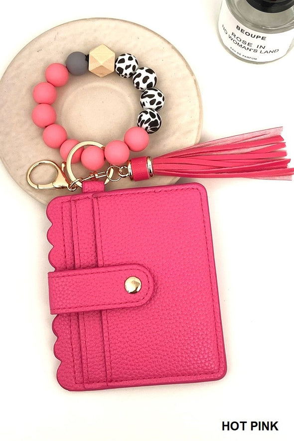 Beaded Bracelet Keychain Card Holder Wallet (6 Colors)