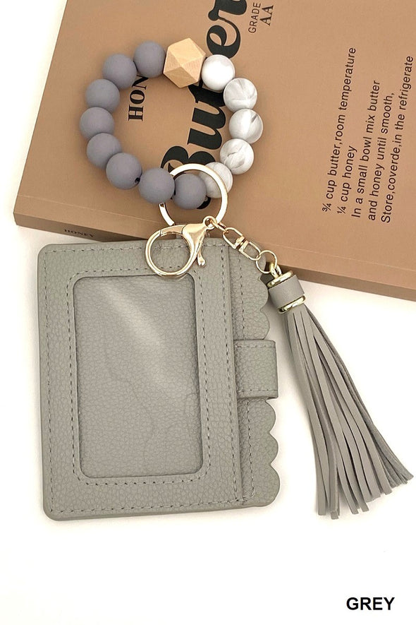 Beaded Bracelet Keychain Card Holder Wallet (6 Colors)