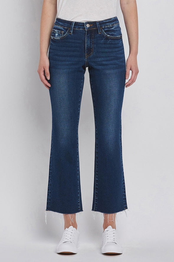 High Rise Cropped Mini Bootcut Jeans