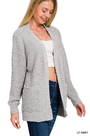 Lt Grey Popcorn Cardigan (S-L)