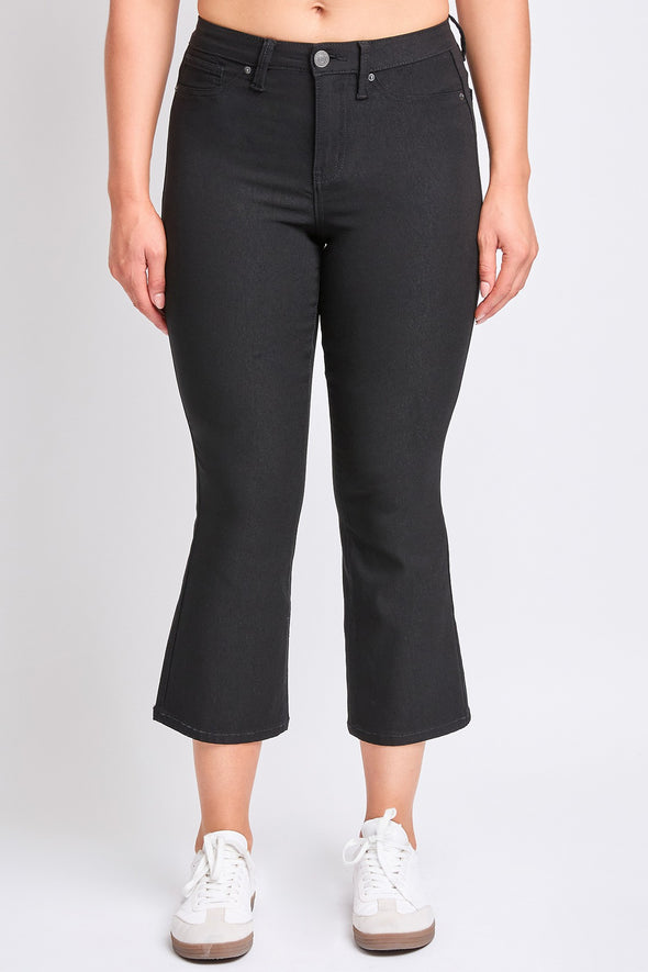 Black Hyperstretch Cropped Kick Flare Pants