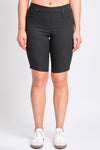 Black Hyperstretch Mid Rise Pull-on Bermuda Shorts