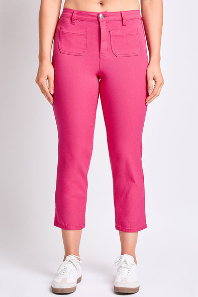 French Pink Hyperstretch High Rise Crop Straight Leg Pants