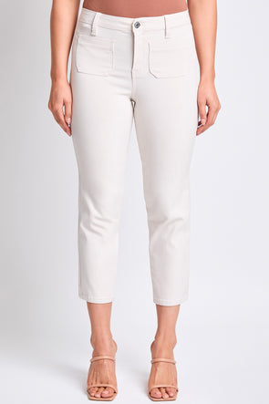 Ecru Hyperstretch High Rise Crop Straight Leg Pants