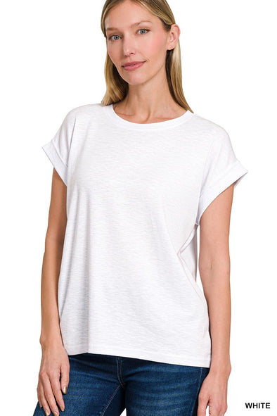 Cotton Modal Rolled Sleeve Tee