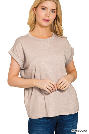 Ash Mocha Modal Rolled Sleeve Tee