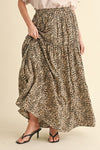 Leopard Smocked Waist Maxi Skirt