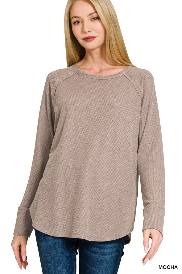 Mocha Baby Waffle LS Top