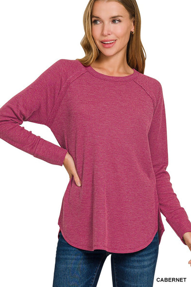 Cabernet Baby Waffle LS Top