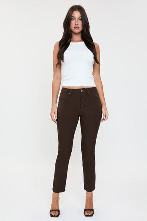 Cocoa High Rise Hyperstretch Cropped Straight Pants