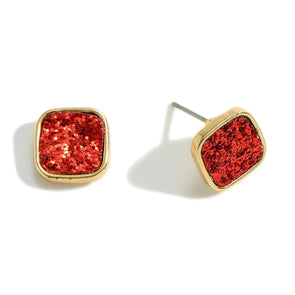 Red Sparkle Stud Earrings