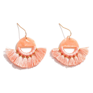 Peach Tassel Drop Earrings