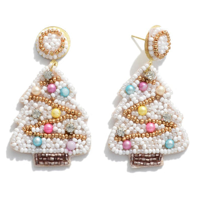 White Christmas Tree Earrings