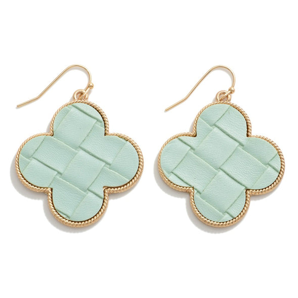 Mint Leather Weave Earrings