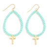 Oval Beaded Cross Drop Earrings (3 colors)