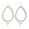 Oval Beaded Cross Drop Earrings (3 colors)