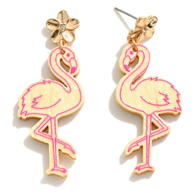 Wood Flamingo Earrings