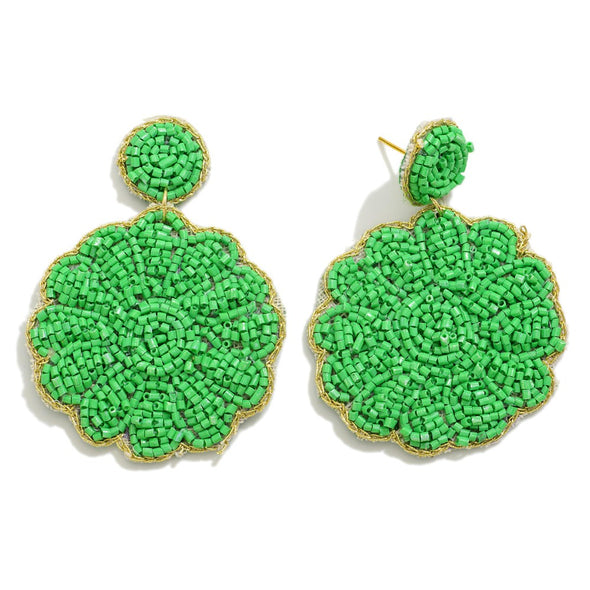 Kelly Green Seed Bead Earrings