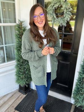Lt. Olive Popcorn Cardigan
