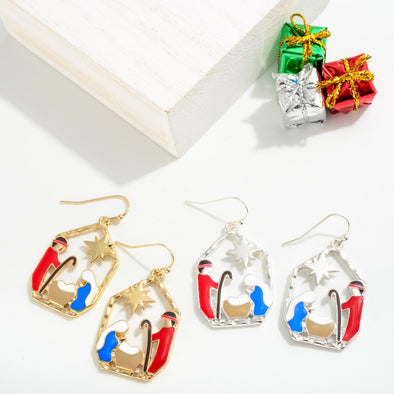 Nativity Earrings (Silver & Gold)