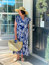 Blue Tropical Ruffle Maxi Dress (XS-L)