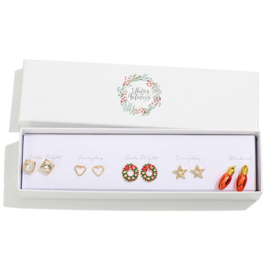 Set of 5 Christmas Stud Earrings