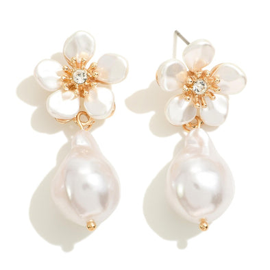 Pearl Flower w/ Drop Pearl Earrings