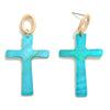 Mother of Pearl Cross Earrings (Pink and Turquoise)