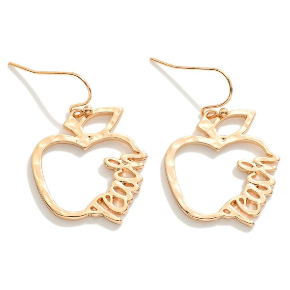 "Teach" Apple Earrings (Silver & Gold)