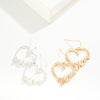 "Mom" Heart Earrings (Silver & Gold)