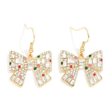 Rhinestone Baguette Bow Earrings