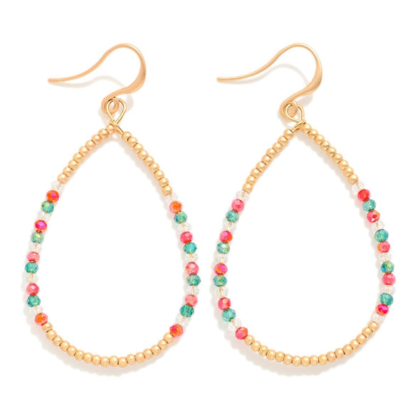 Christmas Beaded Teardrop Earrings