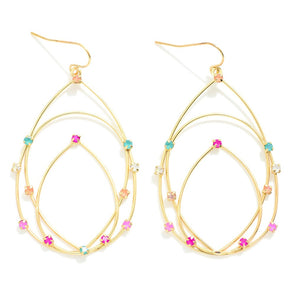 Multi Color Nesting Wire Teardrop Earrings