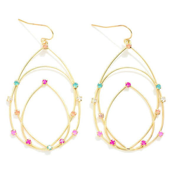 Multi Color Nesting Wire Teardrop Earrings