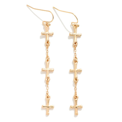 Gold Cross Drop Earrings