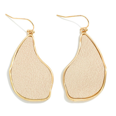 Tan Vegan Leather Geometric Earrings