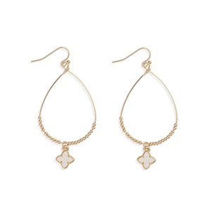 Teardrop w/ White Clover Drop Earrings