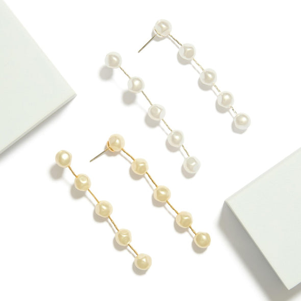 Pearl Post Drop Earrings (Gold & Silver)