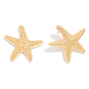 Gold Starfish Stud Earrings