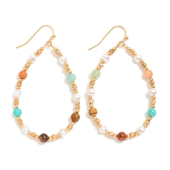 Multi Semi Precious Stone Beaded Earrings