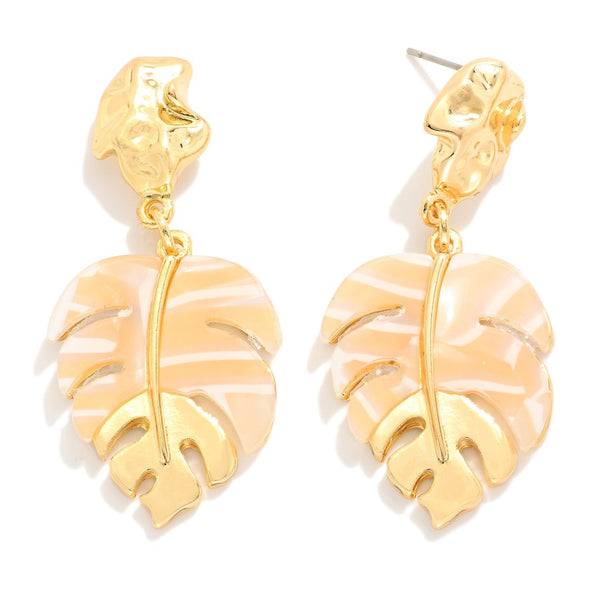Natural Acrylic Leaf Earrings