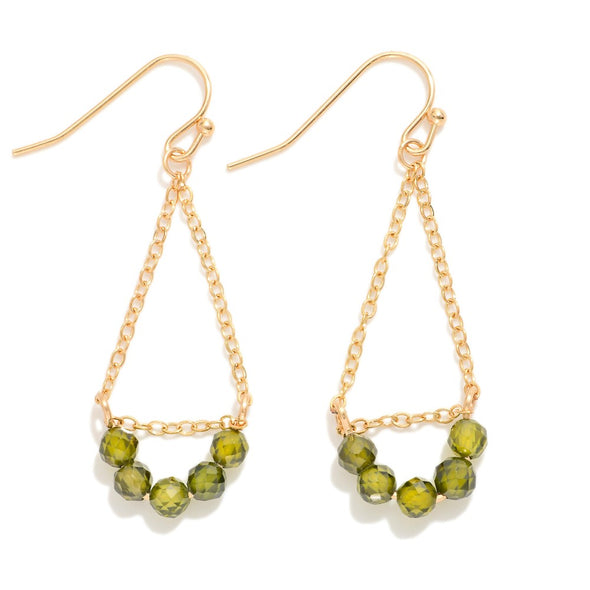 Olive Chain Link Drop Earrings