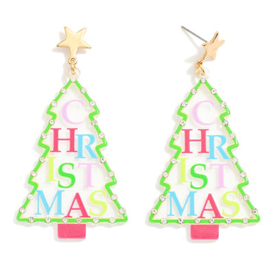 Acrylic Christmas Tree Earrings