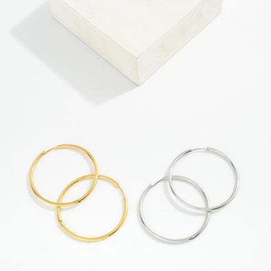 2 Sizes Metal Hoop Earrings (Gold & Silver)