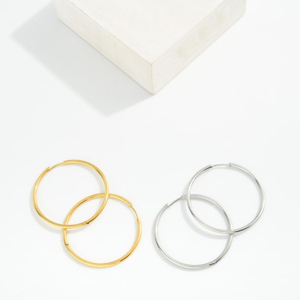 2 Sizes Metal Hoop Earrings (Gold & Silver)