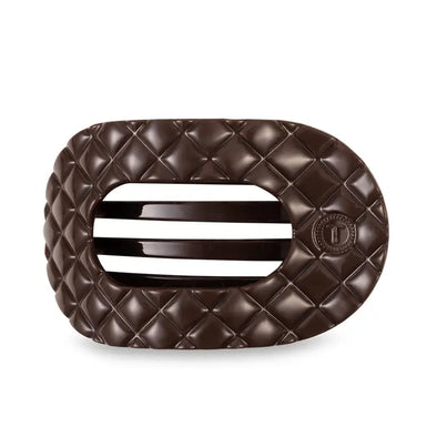 Truly Taupe Quilted Flat Round Hair Clip