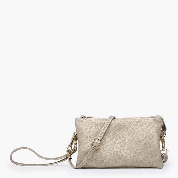 Gold Cheetah Riley 3 Compartment Crossbody/Wristlet