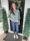 Ash Jade Washed 3/4 Sleeve Boxy Sweater