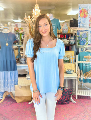 Baby Blue Bubble Sleeve Top